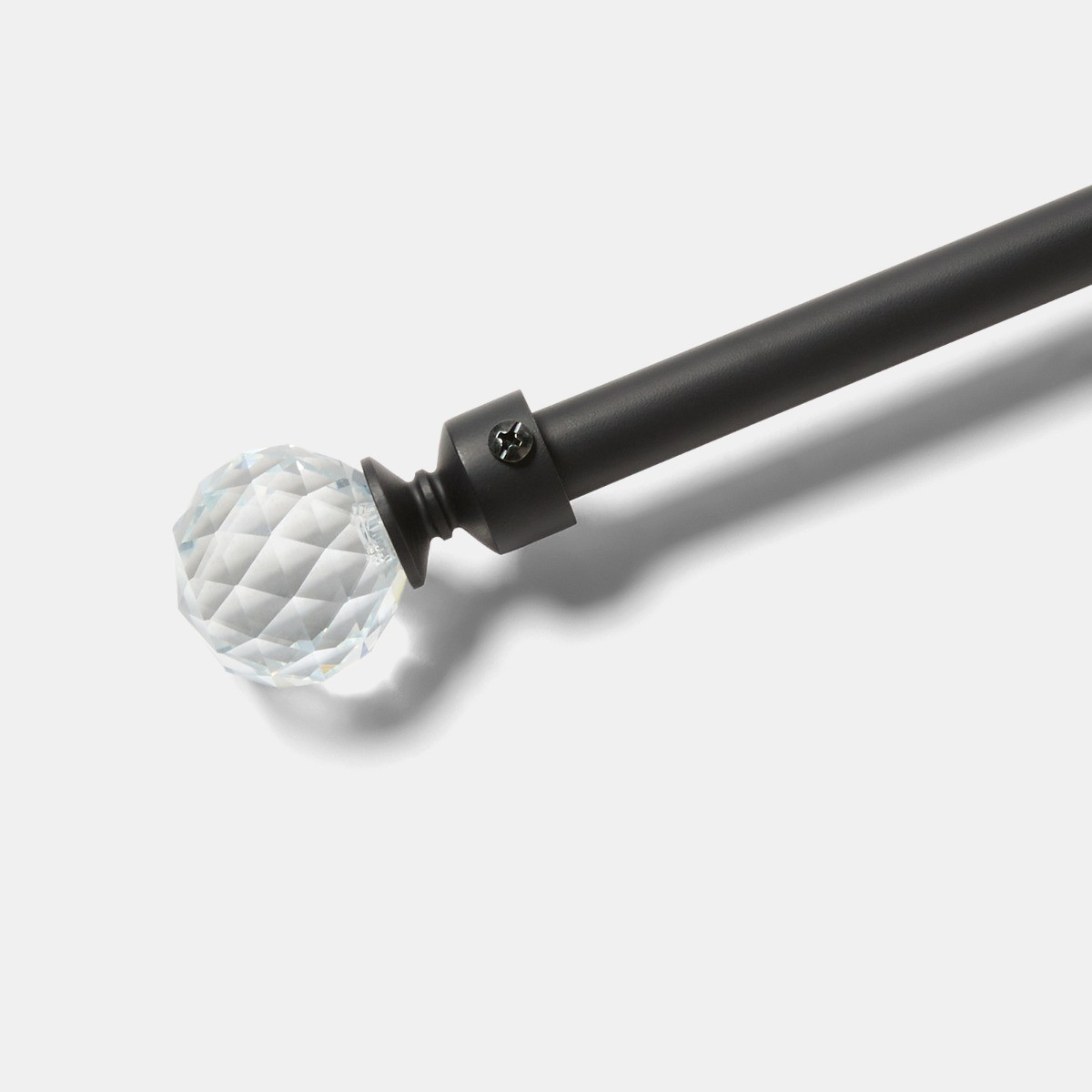 OHS Extendable Crystal Ball Curtain Pole - Black>