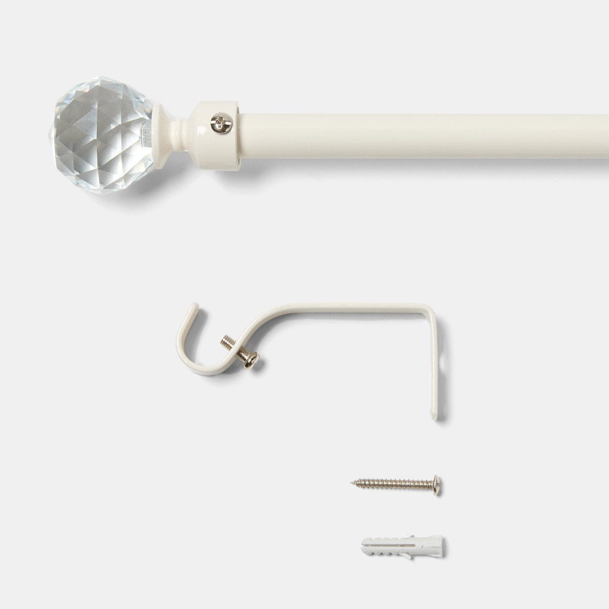 OHS Extendable Crystal Ball Curtain Pole - Cream>