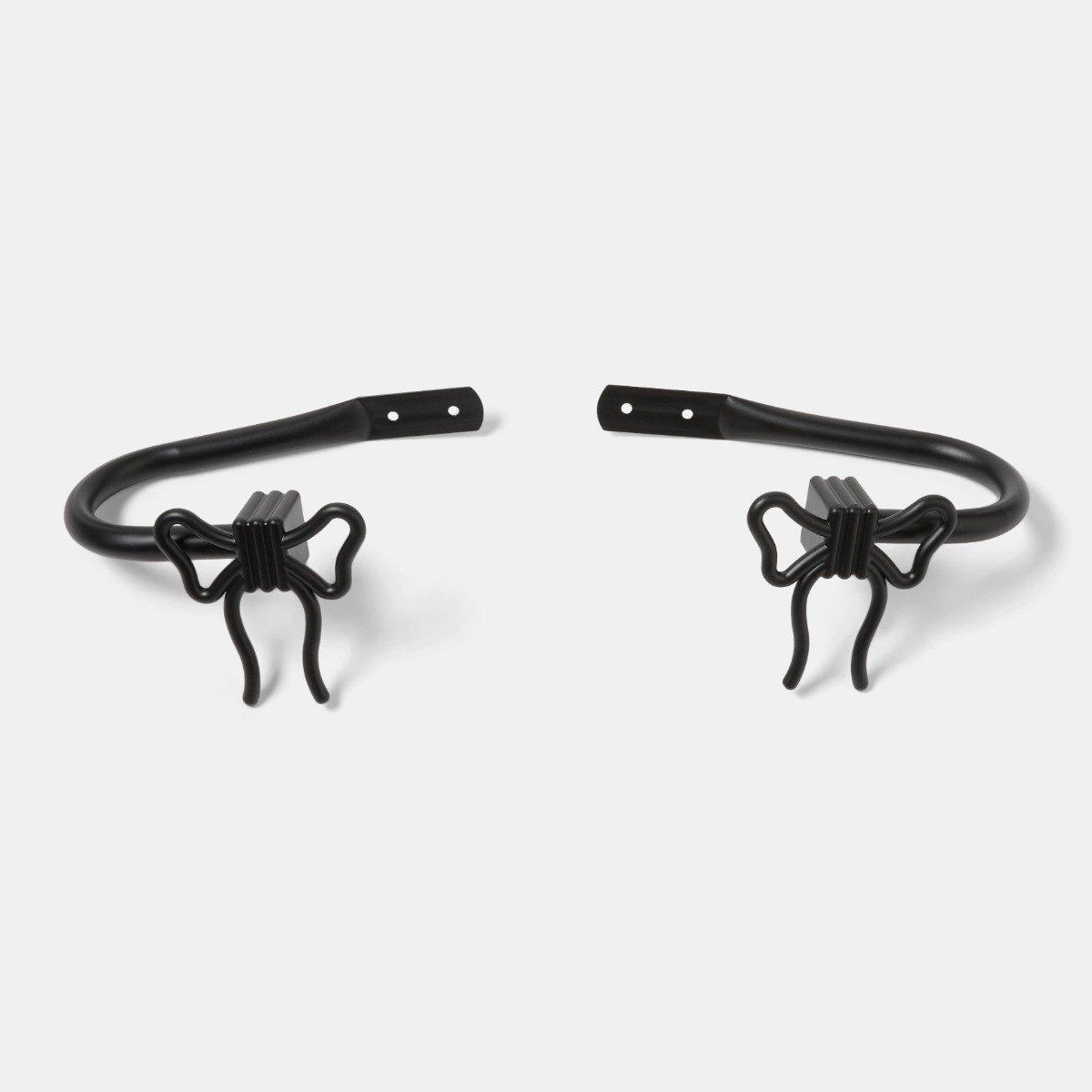 OHS 2 Pack Bow Curtain Rod Tie Backs - Black>
