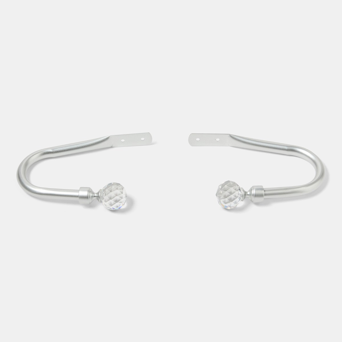 OHS 2 Pack Crystal Ball Curtain Rod Tie Backs - Silver>