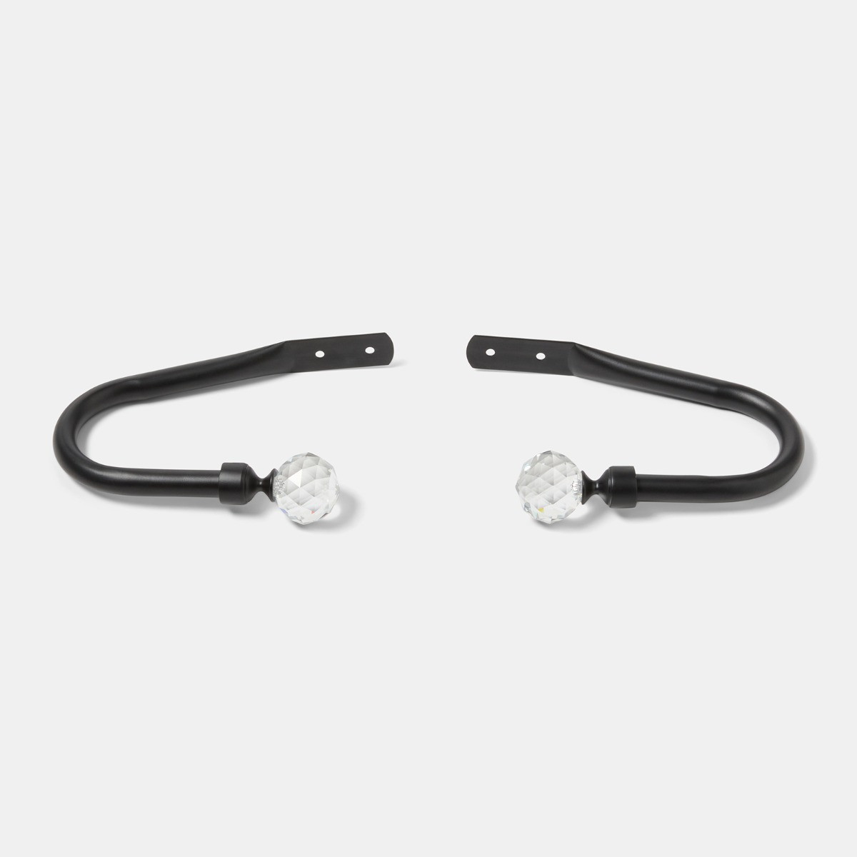 OHS 2 Pack Crystal Ball Curtain Rod Tie Backs - Black>