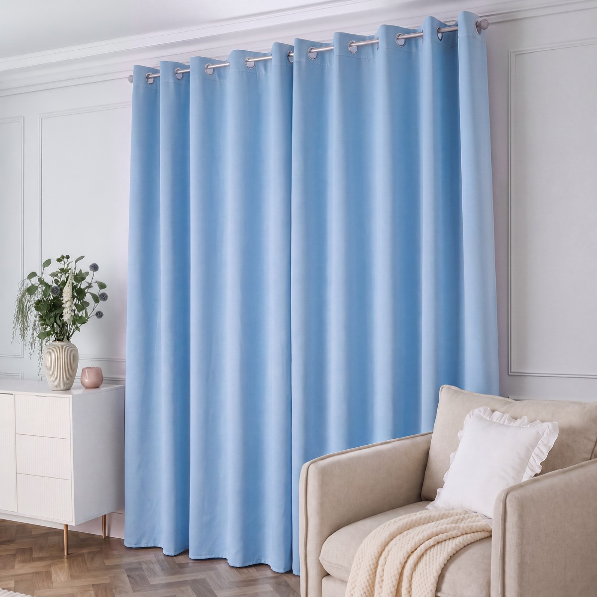OHS Eyelet Blackout Curtains - Dusky Blue>