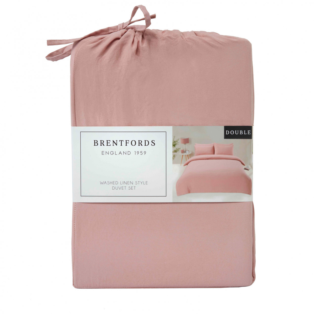 Brentfords Washed Linen Look Duvet Cover Set - Blush>