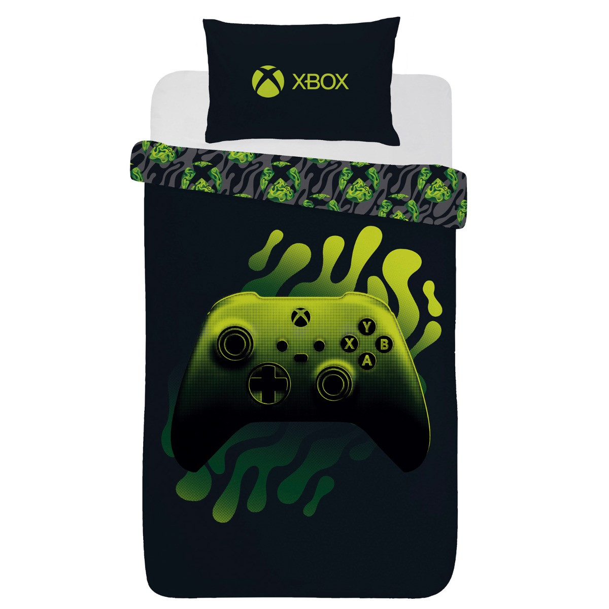 XBOX Gradient Reversible Duvet Set, Black/Green - Single>