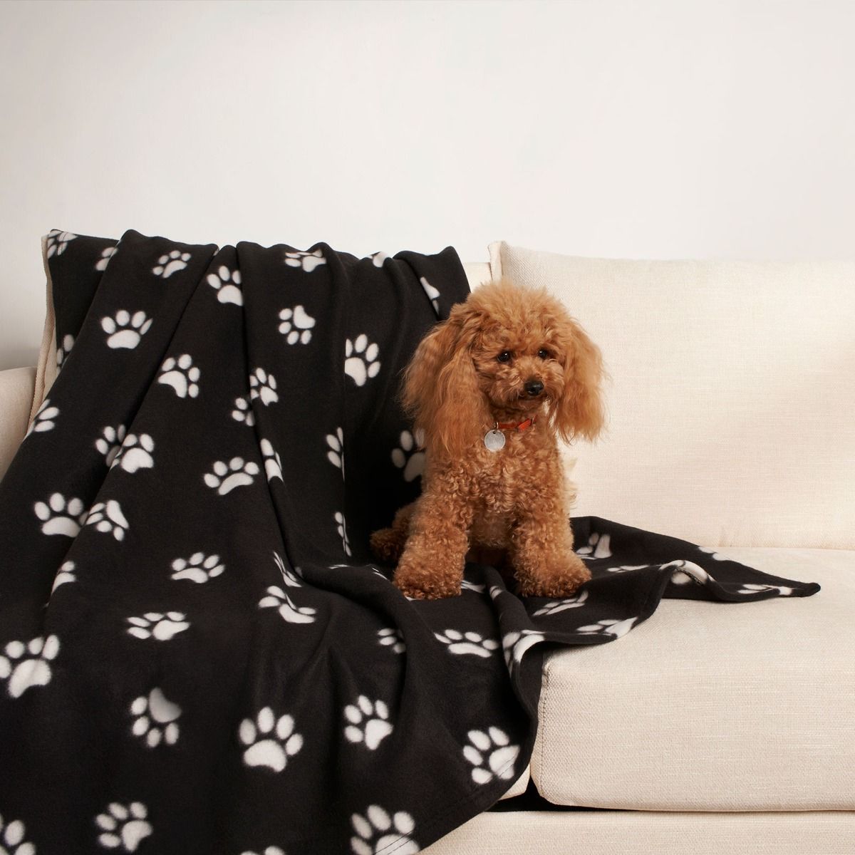 6 Pack Small Pet Blankets - 23x16 Inch Soft Fluffy Fleece Blankets For Dogs & Cats, Grey Paw Print