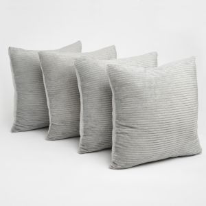 Brentfords Set of 4 Corduroy Fleece Cushion Covers - Grey