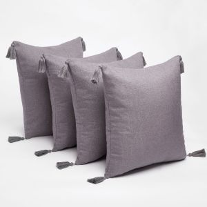 Dreamscene 4 pack Tassel Cushion Covers - Silver