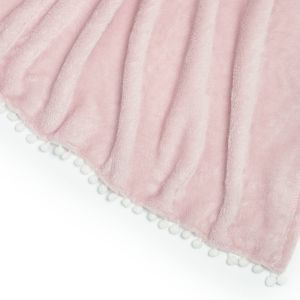 Dreamscene Flannel Fleece Pom Pom Throw - Blush