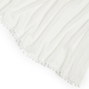 Dreamscene Flannel Fleece Pom Pom Throw - White