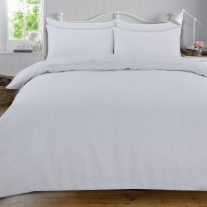 Highams Plain 100% Cotton Complete Duvet Cover Pillowcase Sheet Set, White - Super King