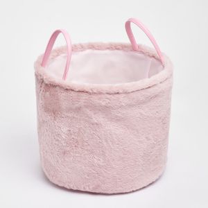 OHS Faux Fur Fleece Storage Basket - Blush
