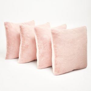 Sienna Faux Fur Set of 4 Cushion Covers - Blush