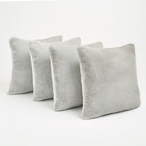 Sienna Faux Fur Set of 4 Cushion Covers - Silver