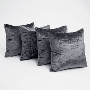 Sienna Crushed Velvet Set of 4 Cushion Covers - Charcoal