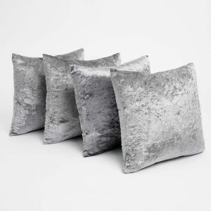 Sienna Crushed Velvet Set of 4 Cushion Covers - Silver