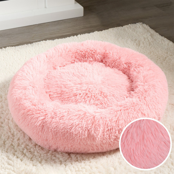 OHS Fluffy Round Calming Pet Bed - Blush