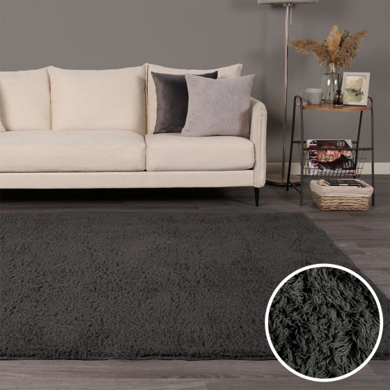 OHS Cosy Teddy Rug, Charcoal - 120 x 170cm