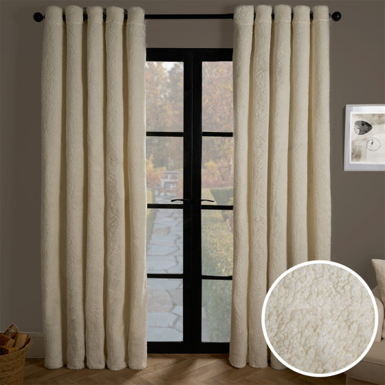 OHS Teddy Thermal Curtains, Cream - 90 x 90"