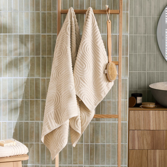 OHS Jacquard Texture Arches Towel, Cream - Hand Towel