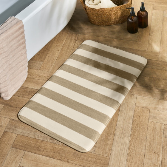 OHS Striped Print Foam Bath Mat - Mink