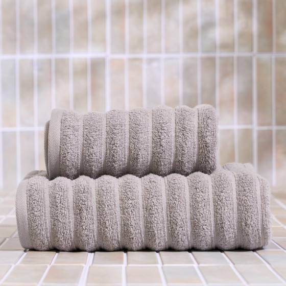 OHS 100% Cotton Ribbed Textured Towel - Grey