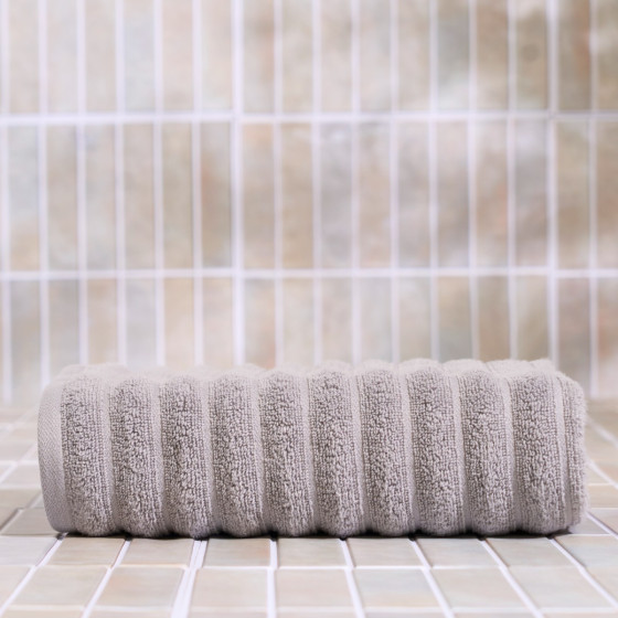 OHS 100% Cotton Ribbed Textured Bath Towel - Grey