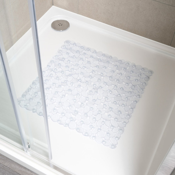 OHS Square PVC Non Slip Shower Mat - Clear