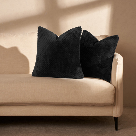 OHS 2 Pack Waffle Fleece Cushion Covers - Black