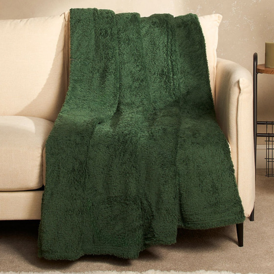 OHS Teddy Fleece Throw - Forest Green