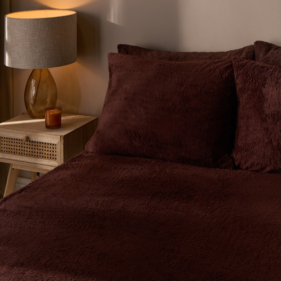 OHS Teddy Fleece Fitted Sheet, Chocolate - Single