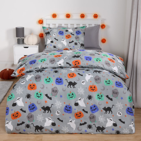 OHS Halloween Duvet Cover Set - Grey