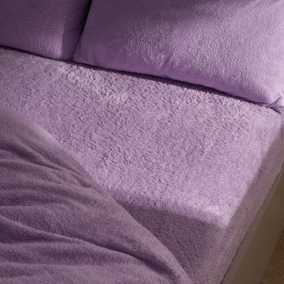 OHS Teddy Fleece Fitted Sheet, Lilac - Single