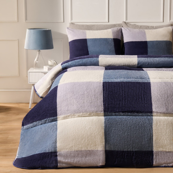 OHS Teddy Gingham Coverless 10.5 Duvet & Pillowcases, Navy - Double