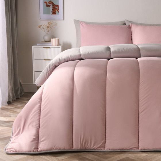OHS Coverless 10.5 Duvet & Pillowcase, Blush/Silver - King