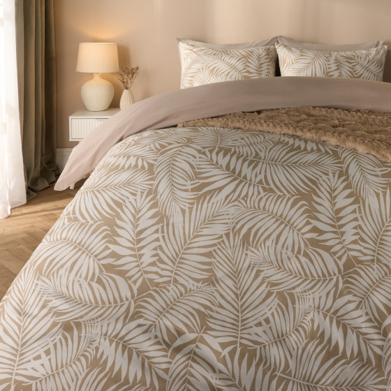OHS Tropical Leaf Duvet Cover Set - Natural/White