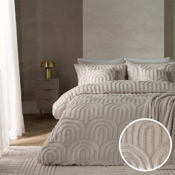 OHS Tufted Arches Duvet Cover Set - Stone