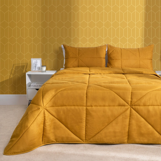 OHS Coverless Geo Quilted 7.5 Tog Duvet Set, Ochre - King