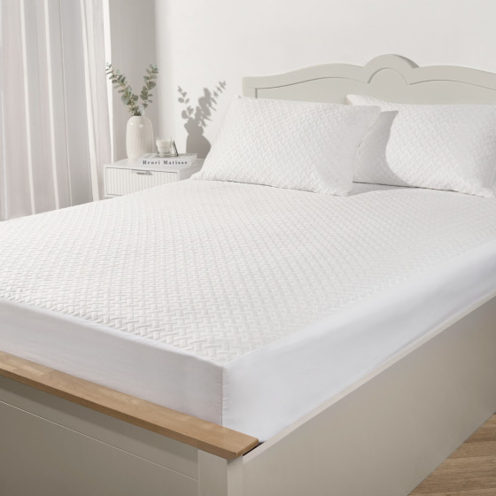 OHS Cooling Mattress Protector, White - Double