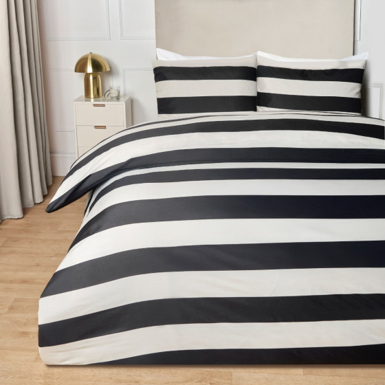 OHS Mono Stripe Duvet Cover Set, Monochrome - King