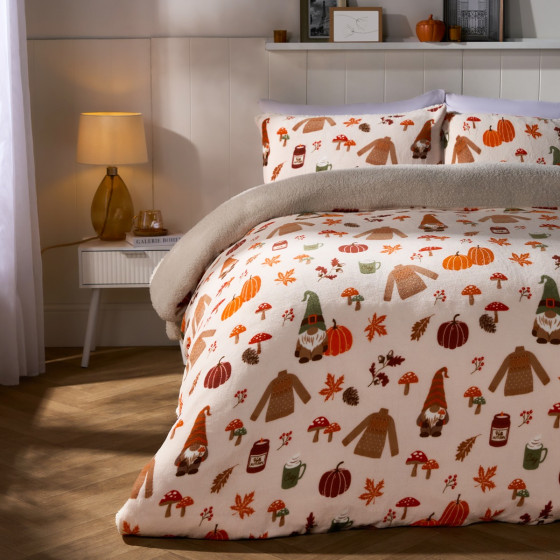 OHS Autumn Gonk Fleece Duvet Set, Rust - King