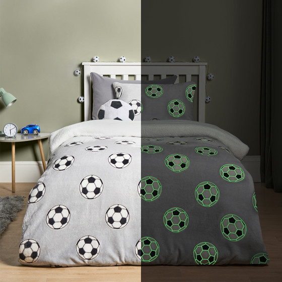 OHS Football Glow In The Dark Duvet Cover Set, Grey - Double