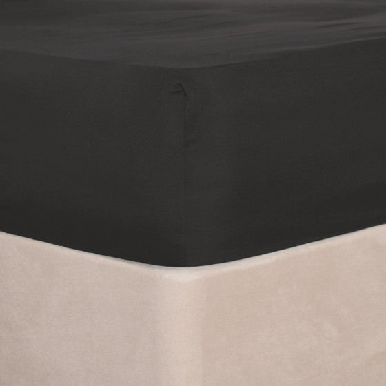 OHS Easy Care Polycotton Deep Fitted Sheet, Black - Single