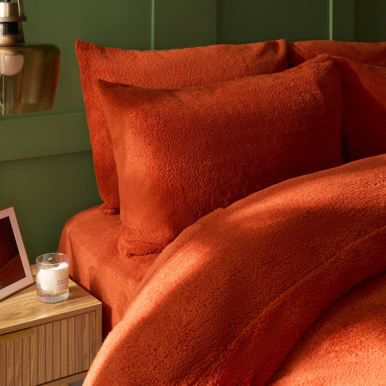 OHS Teddy Fleece Pillowcases - Rust