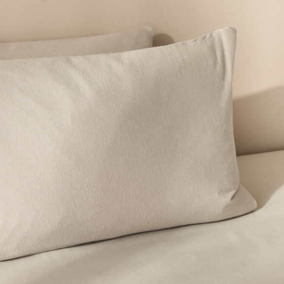 OHS Brushed Cotton Pillowcases, Natural - 2 Pack