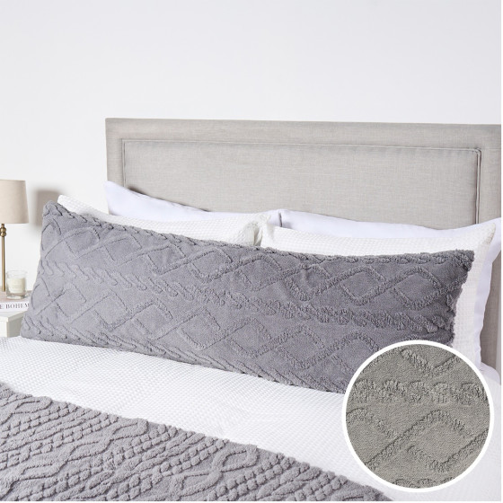 OHS Cable Knit Bolster Pillow - Grey