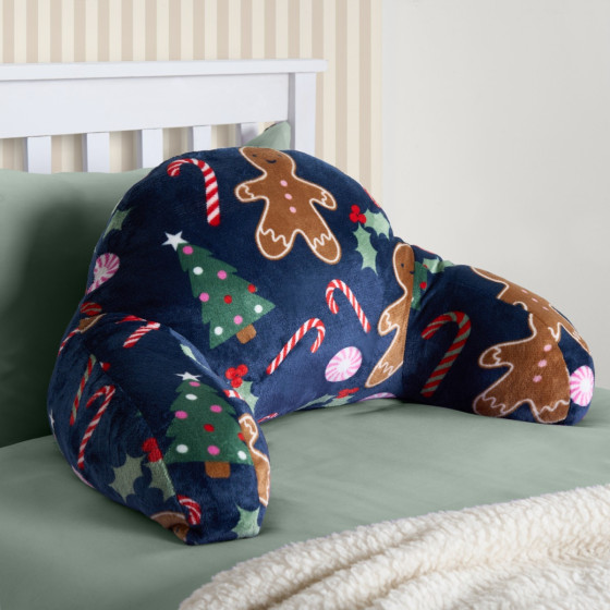OHS Kids Gingerbread Man Fleece Cuddle Cushion - Navy