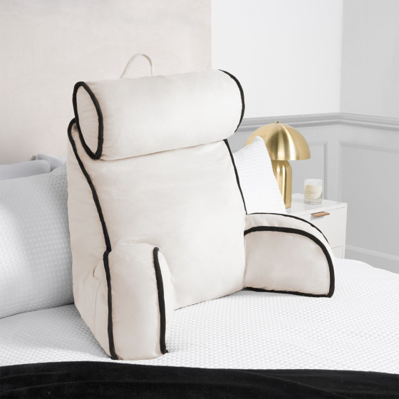 OHS Piped Edge Cuddle Cushion With Head Rest - Cream