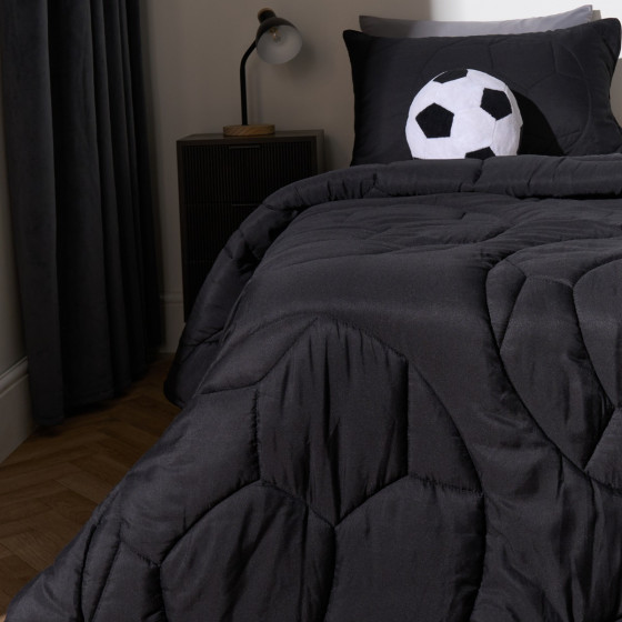 OHS Football Quilted Coverless 7.5 Tog Duvet Set - Black