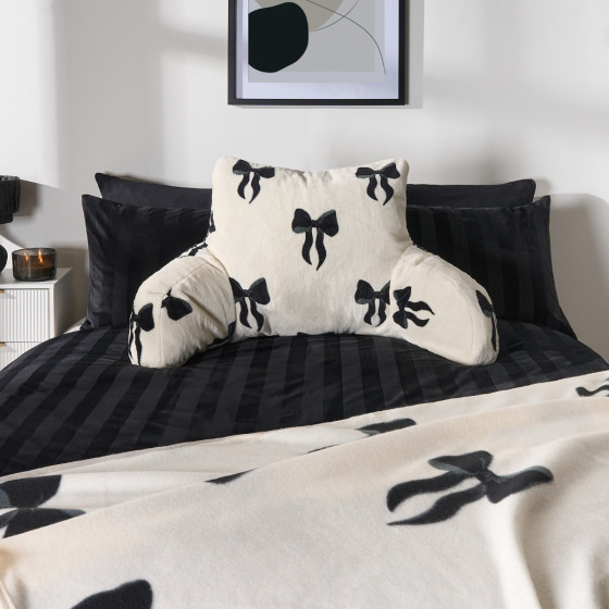 OHS Bow Print Cuddle Cushion - Monochrome