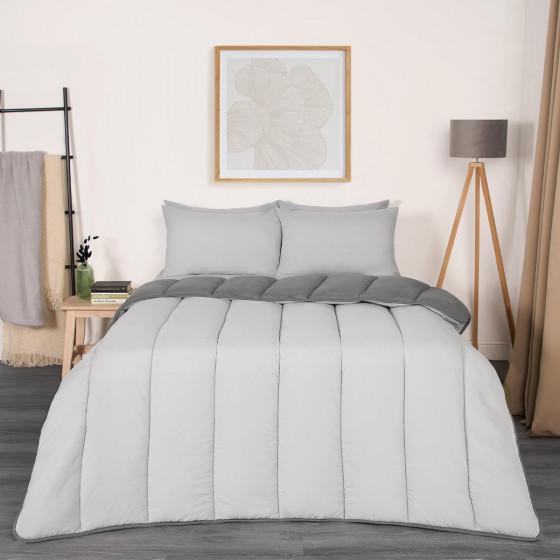 OHS Coverless 10.5 Duvet & Pillowcase, Grey/Silver - King